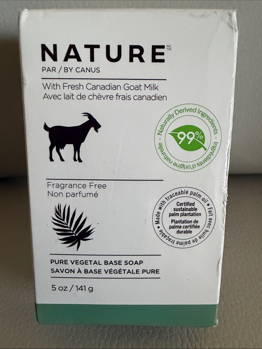 NIB Nature Fragrance Free Goat Milk Soap – White & Green